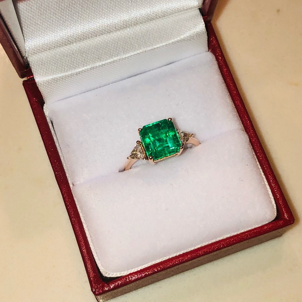 2.38ct Emerald Diamond Engagement Wedding Ring